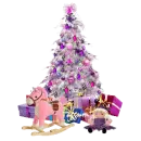purple christmas tree scene