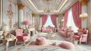 Extravagant interior with a pink and white motif