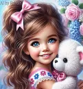 Pretty Girl with her Teddy