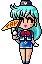 anime girl with cyan hair