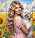 Pretty Girl with her Cute Dog