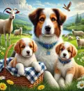 Proud Dad with his Puppies