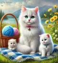 Cute Cat and her Kittens