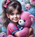 Cute girl with her teddy bear