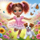 Cute little girl and her puppy #3