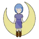 girl sitting on moon