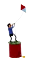 boy flying a kite