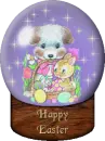 puppy and bunny snow globe