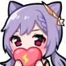 purple cat girl with a heart