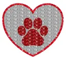 paw print in a heart