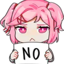 pink girl holding a no sign