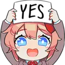 pink girl with bow with a yes sign