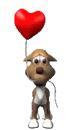 3d dog with a heart ballon