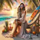 beautiful woman / sunset beach