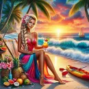 beautiful woman / sunset beach #2