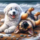 Playing on the beach 