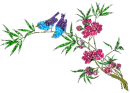 pink flowers and birds
