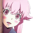 pink anime girl peek