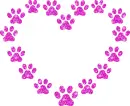 contour of heart with paw print