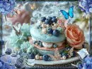 Summer Blueberry Macaroon Seamless Background