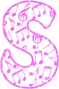 letter s with musical notes