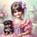 Beautiful Girl and her Puppy