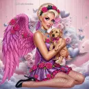 Beautiful Angel with Labrador puppy