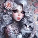Sweet Girl with cat