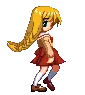 walking blonde girl