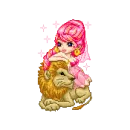 with her lion