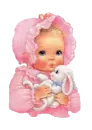 baby girl and her bunny