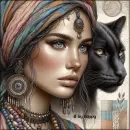 Boho woman with panther
