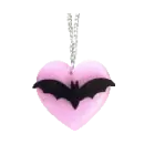 pink heart with bat necklace