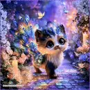 Fantasy Peacock Wolf Fur Baby Background - 1