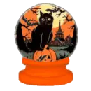 black cat snow globe