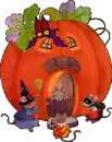 mouse in a pumpkin house
