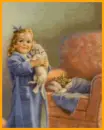 little girl holding her puppy