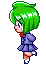 kicking green girl