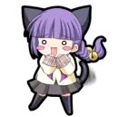 happy cat girl with purple hair