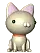 3d kitty shaking its head