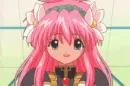 happy pink anime woman