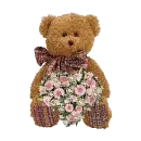 teddy bear holding bouquet