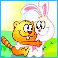 beaver and rabbit hug