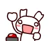 bunny pressing a red button