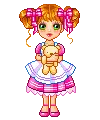 pink doll with teddy bear