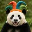 Smiling panda with a funny hat