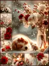 Sleepy Christmas Terrier Puppy In The Snow Background (Smaller Size)