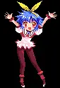 blue anime girl waving her arms