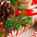 candy cane and pine cone
