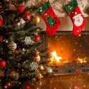 christmas tree and fireplace